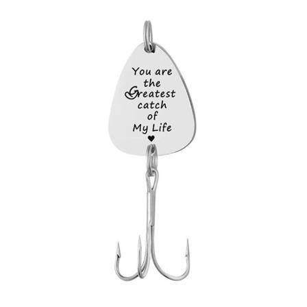 1 st Fishhook Nyckelringar Titanstål Bokstavstryck nyckelring Du är mitt livs största fångst Fiskkrok Nyckelhållare i rostfritt stål Nyckelringar Cr