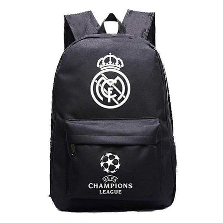 Sort Real Madrid UEFA Champions League Skuldertaske Fan Rygsæk Studerende Skoletaske Opbevaringstaske