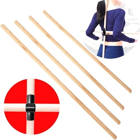 2 stk Træ Pinde Holdningskorrigerende Øvelsespind Træning Stang med Spænde Lysebrun L Lysebrun L