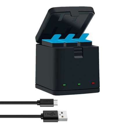 Trippel Batteriladdare Set Laddare + med USB Type-C Kabel Tillbehörskit för GoPro Hero 8 black/hero 7/Hero 6/5