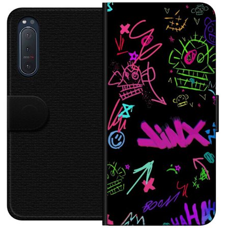Kompatibelt Plånboksfodral till Sony Xperia 5 II Neon Doodle Chaos