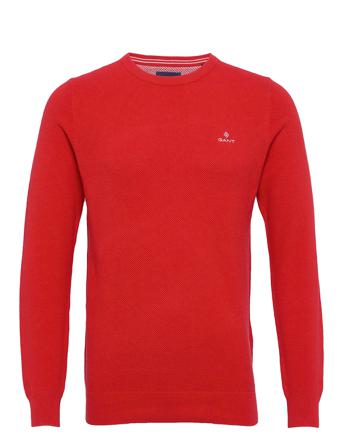 Cotton Pique C-Neck Neulepaita Pyöreä Kaula-aukko Punainen GANT
