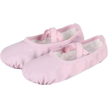Eleganta enfärgade slip-on-balettskor för flickor, lätta anti-slip mjuka sula dansskor för träning, alla årstider pink CN36(EU34.5-35)