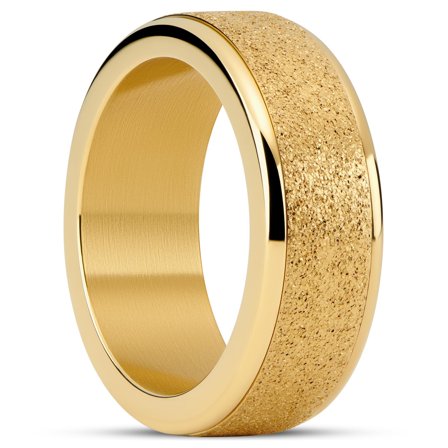 Enthumema | 8 mm Glittery Gold-tone Fidget Ring for Men - Steel rings