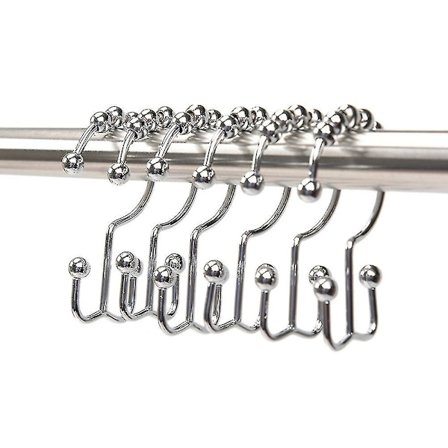 Bruseforhængskroge Ringe Ren Rustfrit Stål Dobbelt Glide Bruseforhængskroge Til