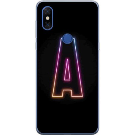 Kompatibel Mobilcover til Xiaomi Xiaomi Mi Mix 3 Minimalistisk neonbogstav A i regnbuefarvet lys mod sort baggrund i moderne typografisk stil