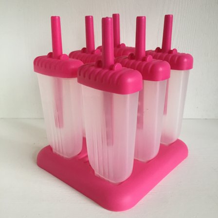 Sæt med 6 lyserøde isforme til at lave din egen is med