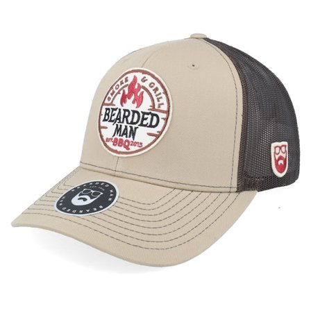 Bearded Man - Béžová trucker Kšiltovka - Smoke Grill Bbq Logo 112 Khaki/Coffee Trucker @ Hatstore