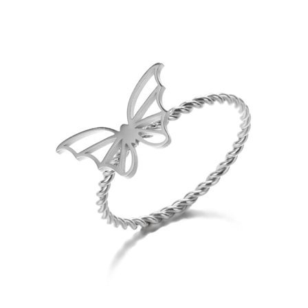 Enkelt rostfritt stål Retro Lady Butterfly Twisted Chain Rings Hjärta Kors Runt Enkelt Finger Smycken För Dam Tillbehör