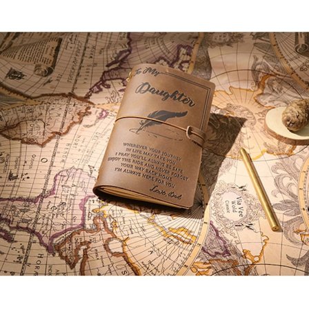 Genopfyldelig læder notesbog til rejsende - A6 rejsejournal med linjeret indsats