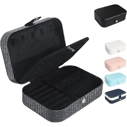 Rejse Smykkeskrin, Små Smykkeopbevaringsæsker Til Kvinder Piger, 2-lags Rejse Smykkeetui, PU Læder Mini Bærbar Smykkeopbevaringsdisplay Holder