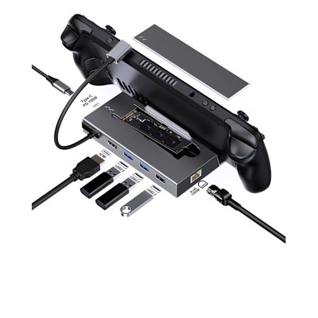 USB C Hub SSD Dock til DP HDMI-kompatibel Gigabit Ethernet HD 4K 60Hz Sata Nvme M.2 Steam Deck Dokkingstasjon for Nintend Switch