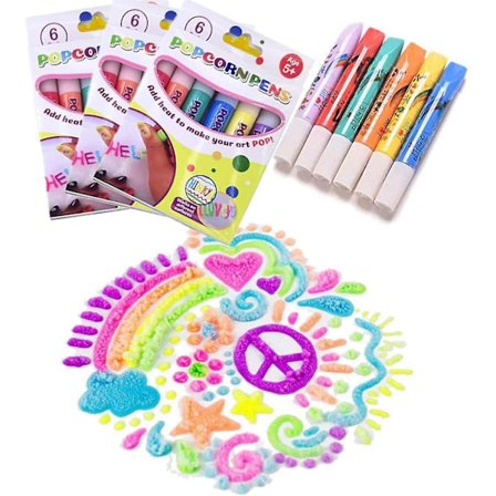 Lasten taikamaissipopcorn-kynät, DIY 3D pörröiset popcorn-kynät kuplapiirtokynät, taiteellinen turvallinen kynä tervehdys- ja syntymäpäiväkortteihin (