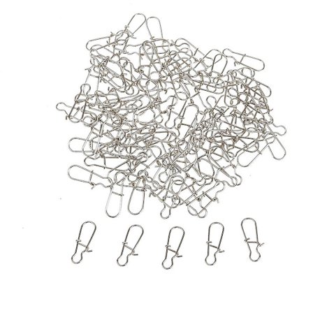 3x100 stk Fiske Lås Snap Hook Agnskobling Svirvler Solid Ring Klips - 11mm