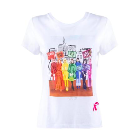 Nenette, T-Shirts Wit, Dames, Maat:L,Katoen