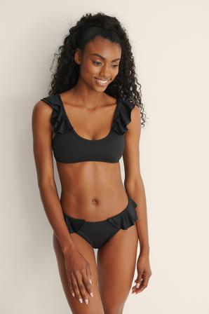 NA-KD Swimwear Återvunnen högt skuren bikinitrosa - Bikini - Svart - Small