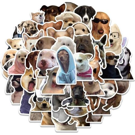50 stk. sjove hunde meme-klistermærker til bærbare computere, vandflasker, vinyl vandtætte graffiti-klistermærker til bagage, guitar, telefon, gave 