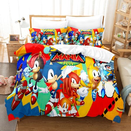 Sonic tegneserie anime sengetæppe dynebetræk sæt tre dele
