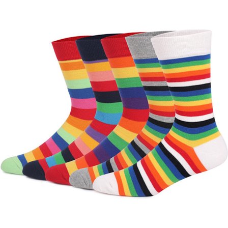 Sokker - Comfort Cotton High Socks - Farverige stribede sokker (5 par)
