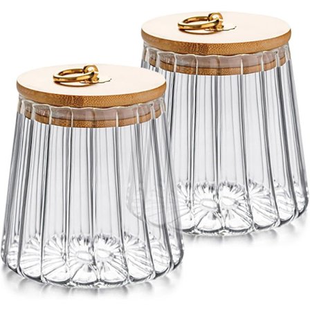 Sett med 2 lufttette glasskrukker for te, kaffe, sukker - Kjøkkenoppbevaringsbeholdere - 650 ml