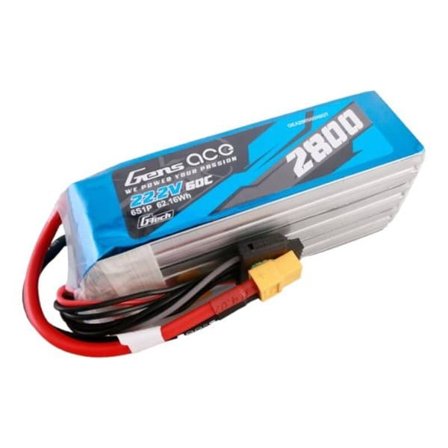 Gens ace G-Tech 2800mAh 22,2V 60C 6S1P Lipo batteripaket med XT60-kontakt