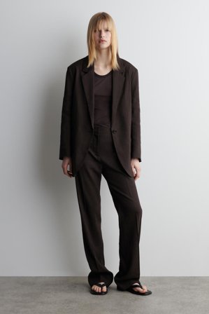 COS Femme Pantalon De Tailleur Droit En Lin in Marron