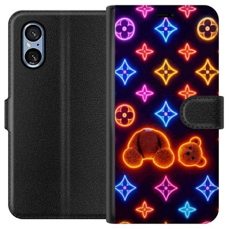 Yhteensopiva Lompakkokotelo Sony Sony Xperia 5 V Neonvärisellä ylellisellä kuviolla, jossa hehkuvia nalleja pop-taide-esteetiikassa
