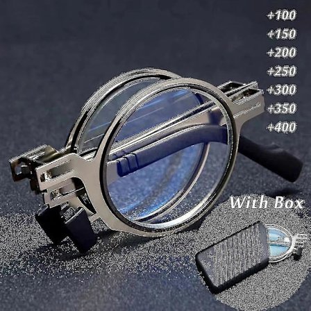 Stilig bærbar sammenleggbar metall lesebriller for menn - Anti blått lys briller, runde/firkantede rammer, dioptre +1,0 til +4,0100 sølv runde