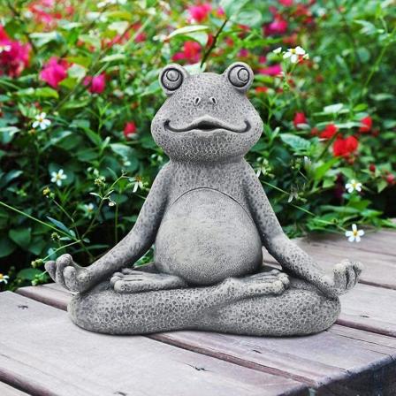 Meditoiva sammakko -koriste, Zen-joogainen sammakko -puutarhafiguuripatsas - Sisä-/ulkokäyttöön sopiva puutarhaveistos