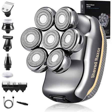 Elektriske barbermaskiner til mænd, våd og tør, vandtæt, trådløs elektrisk barbermaskine, 6-i-1 roterende barbermaskine, pleje