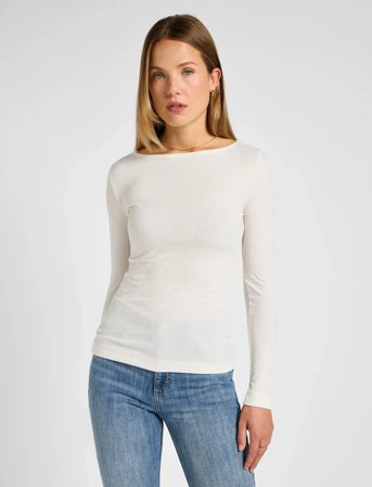 Lee Jeans Ls Boat Neck Tee - White - L
