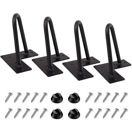 4 Tommer Hårnålsben, Robust Metal Bordben Til Skab, Tv-Skab