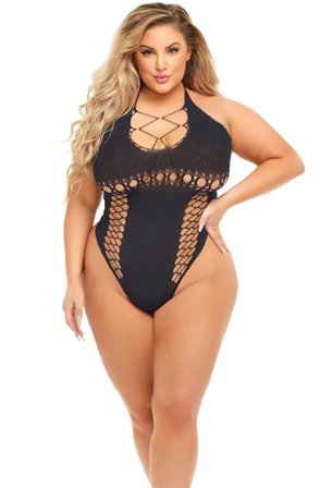 Hot Too Handle Bodysuit Black Queen Size Teddy - Blushme.se