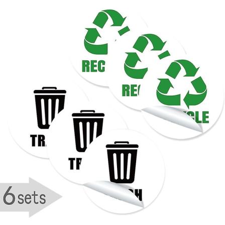 Sett med 6 PVC-klistremerker for søppelsortering, klistremerker for søppelbøtter, farge: Type 7