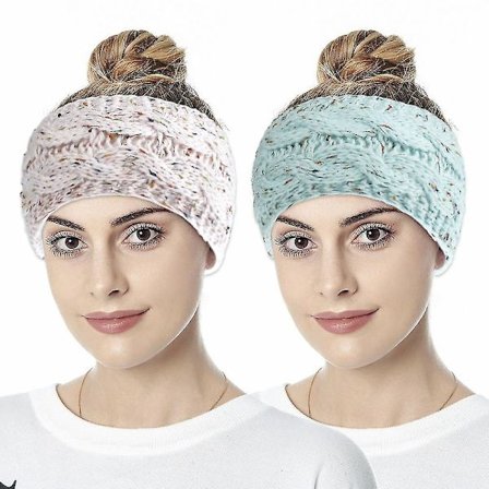 Ørevarmer Hårbånd til Kvinder Fleeceforet Vintervarm Strikket Tykt Hårbånd Termiske Hårbånd Elastisk Hårwrap 1stk Sort