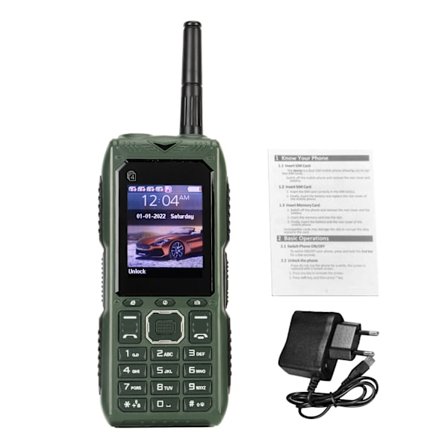 Olast Senior -matkapuhelin 2G Retro Quad SIM Quad Standby 2400mAh Akku Iso painike Puhelin antennilla Vanhuksille Lapsille 100–240 V Vihreä EU-pistoke