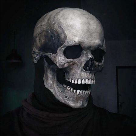 Rörlig Käke Helhuvud Skallmask Halloween Dekoration