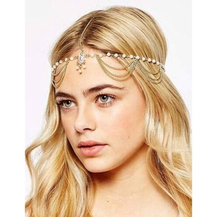 Kvinde Hovedkæde Guld Rhinestone Krystal Brude