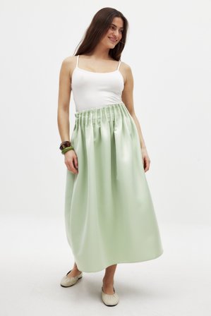 NA-KD - A-formet midiskjørt i sateng - Satinkjoler - Grønn - EU 42