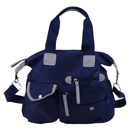 Naisten olkalaukku, moniosainen, suuri kapasiteetti, vetoketjullinen suljin, säädettävä hihna, nailonlaukku, sininen nailon olkalaukku