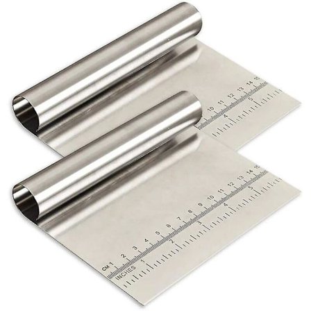 2-pak rustfri stål dejskraber med måleskala, kageskærer, pizzaskærer, brødopdeler