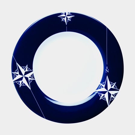 Piatti in melamina Marine Business Northwind, antiscivolo, bianco/blu, 25 cm, confezione da 6