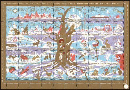 Danmark - Julemærkeark 1960 - Takket - Ufoldet