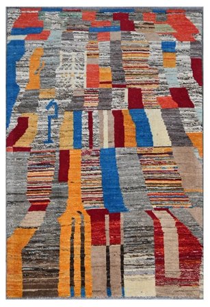 Hand Knotted Berber Colourful Rug 115X172 Dark Grey/Brown