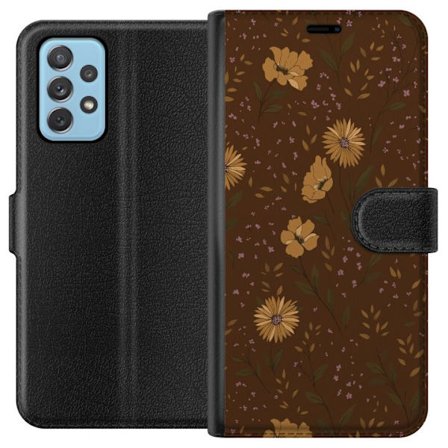 Kompatibelt Plånboksfodral till Samsung Samsung Galaxy A52 5G Bruna blommor retro blommönster blommig design 70-tals vintagestil mönster bohemisk t