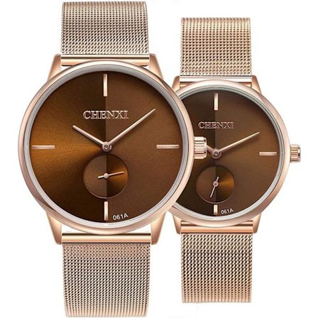 Parur Swiss Herre Dameur Rustfrit Stål Rosaguld Mesh Rem Sports Analogt Quartz Ur