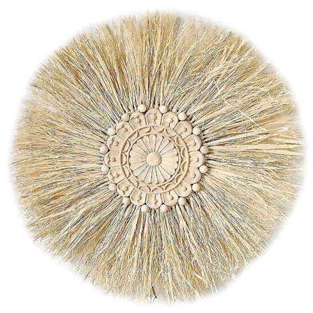 Boho Käsintehty Kudottu Olki Seinäkoriste Marokkolaiset Puuhelmet Seinäkoriste Pyöreä Kodin Sisustus