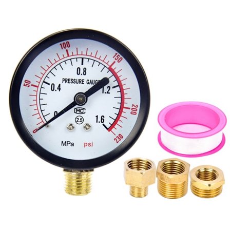 Omfattende trykmålersæt med 3 adaptere til flere grænseflader