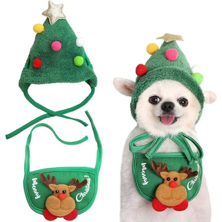 Kjæledyr Julhatt Med Bandana Liten Medium Hund Julekostyme Katte Nisselue Skjerfsett Juleantrekk For Hund Katt Kanin Små Dyr (s)