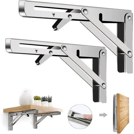 2 stk. Foldbare Hyldebeslag - Robust Metal Sammenklappelig T